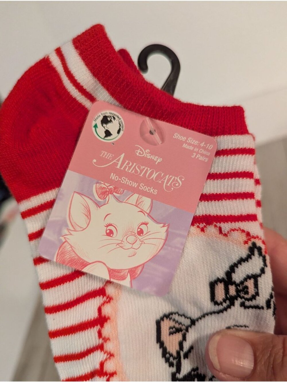 Disney Aristocats Marie Low Cut Socks Shoe Size 4-10 Set of 3 Pairs - Picture 2 of 5